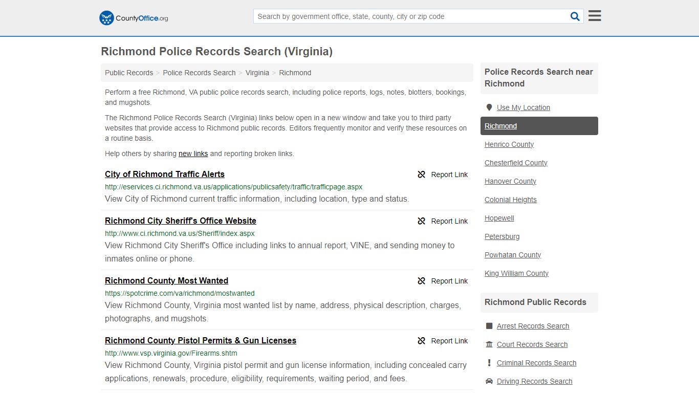 Police Records Search - Richmond, VA (Accidents & Arrest Records)